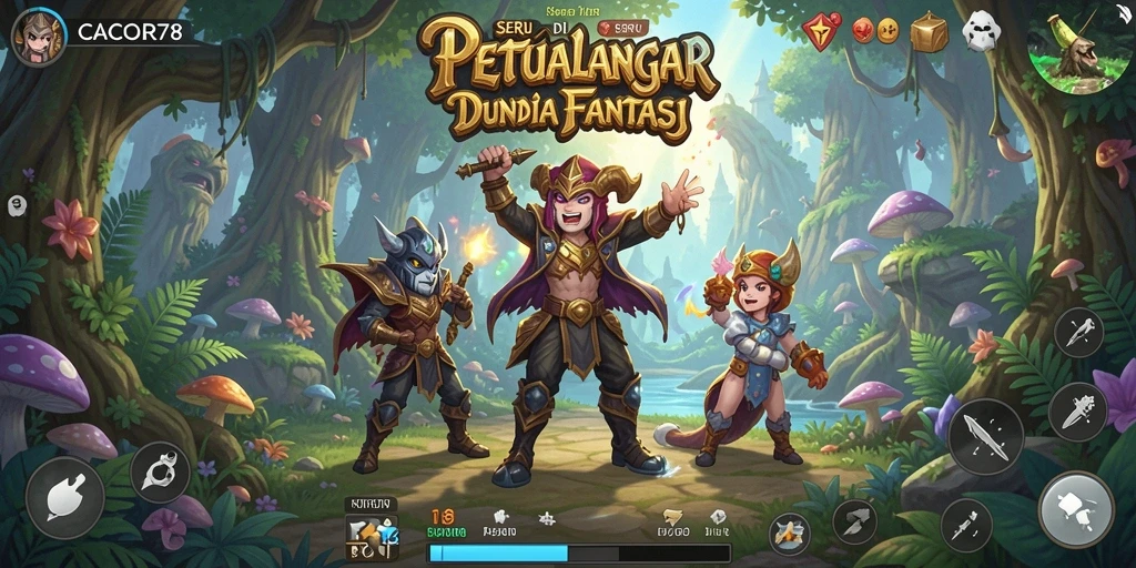 Screenshot menunjukkan gameplay menakjubkan di dunia petualangan CACOR78.
