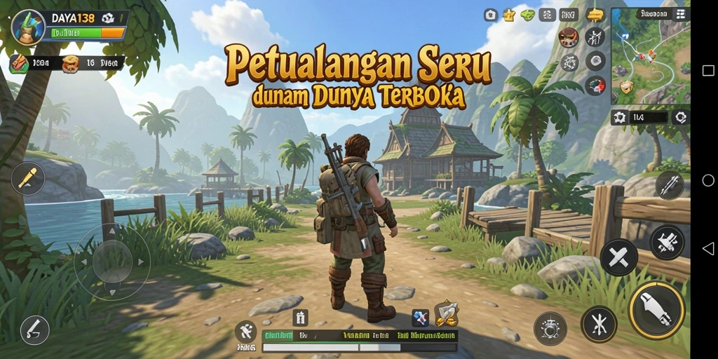 Screenshot utama menunjukkan eksplorasi mendalam dalam dunia terbuka DAYA138.