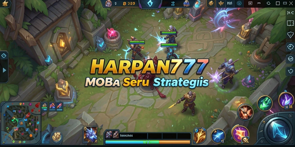 Tampilan gameplay menyenangkan dalam game MOBA HARAPAN777.