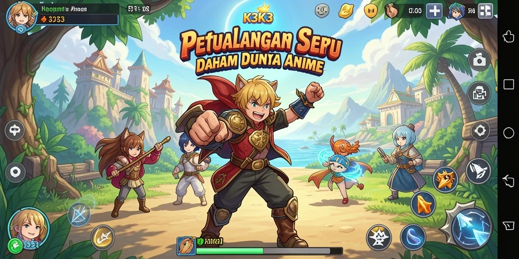 Gameplay K3K3 dengan karakter anime yang menakjubkan.