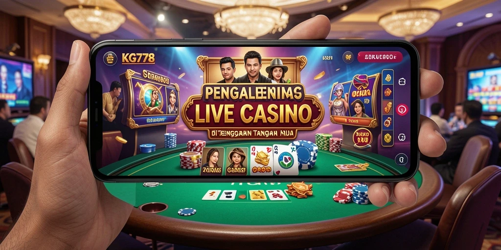 Screenshot gameplay live casino KG778 menunjukkan dealer profesional di meja permainan.