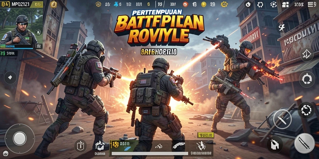 Gameplay MPO2121 yang seru dan menegangkan dalam pertarungan Battle Royale.