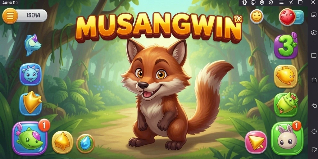 Screenshot menunjukkan gameplay menarik dari MUSANGWIN dengan elemen Match-3.