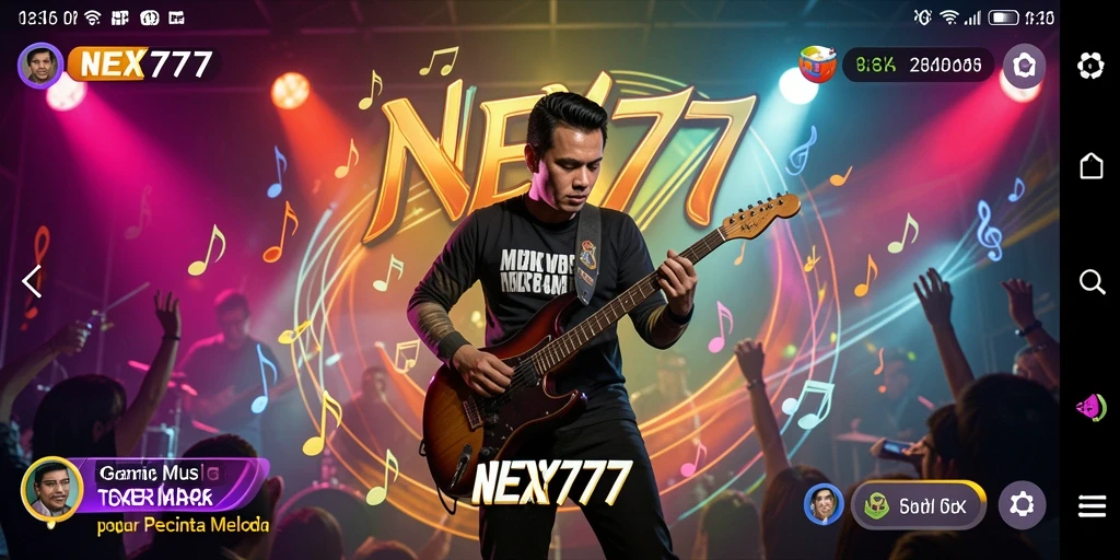 Tampilan gameplay NEX777 yang menampilkan aksi musik yang seru.