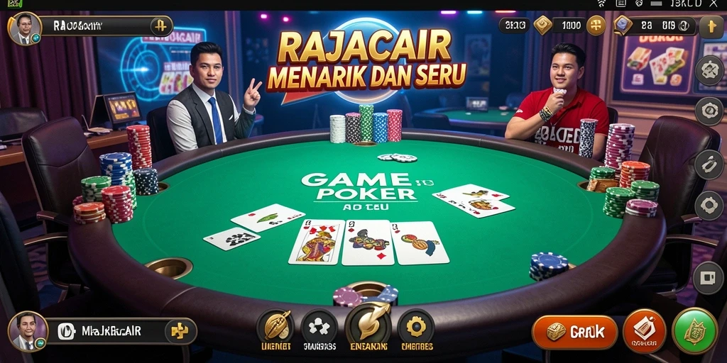 Menampilkan gameplay poker seru di RAJACAIR.