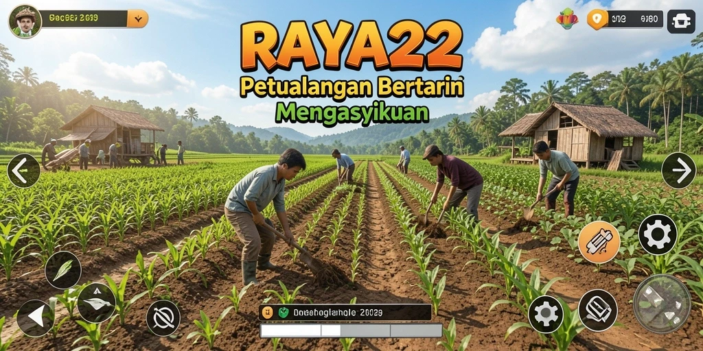 Tampilan gameplay yang menampilkan keseruan bertani di RAYA22.