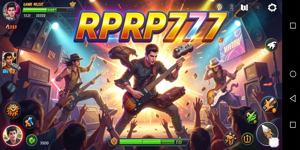 Tampilan antarmuka RPRP777 saat memainkan lagu dengan grafik yang memukau.