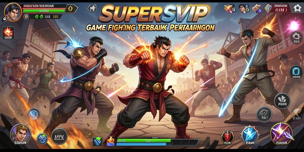 Tampilan gameplay pertarungan yang mendebarkan di SUPERSVIP.