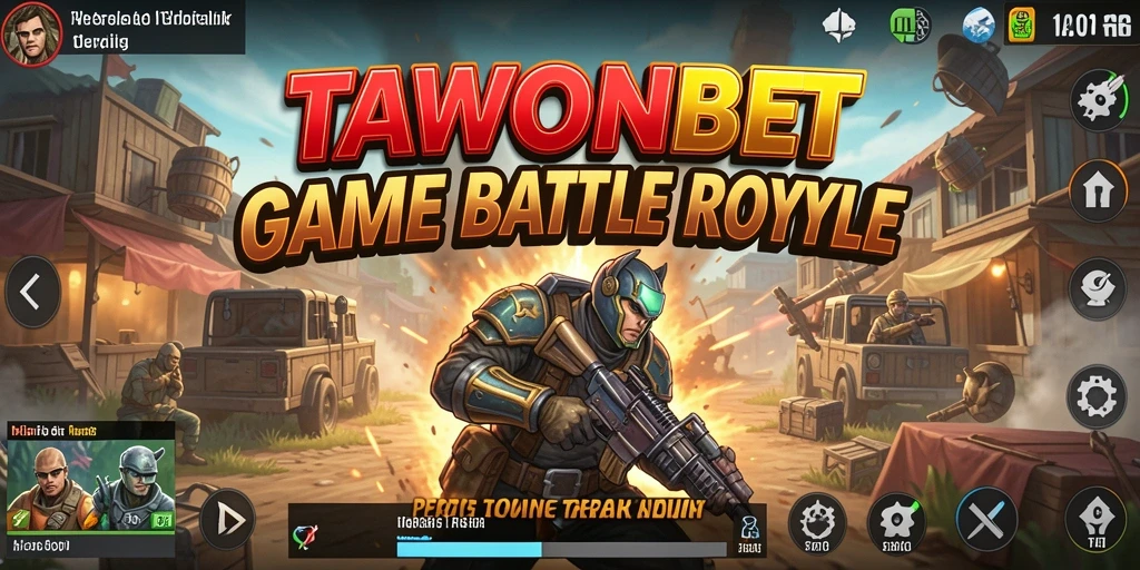 Screenshot TAWONBET menampilkan aksi pertempuran seru di arena Battle Royale.
