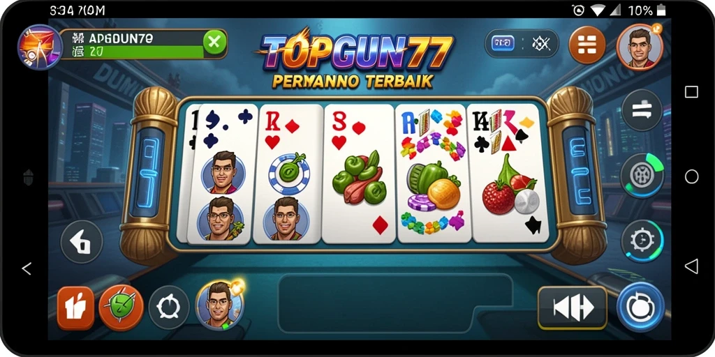 Tampilan gameplay seru dalam permainan Domino TOPGUN77.