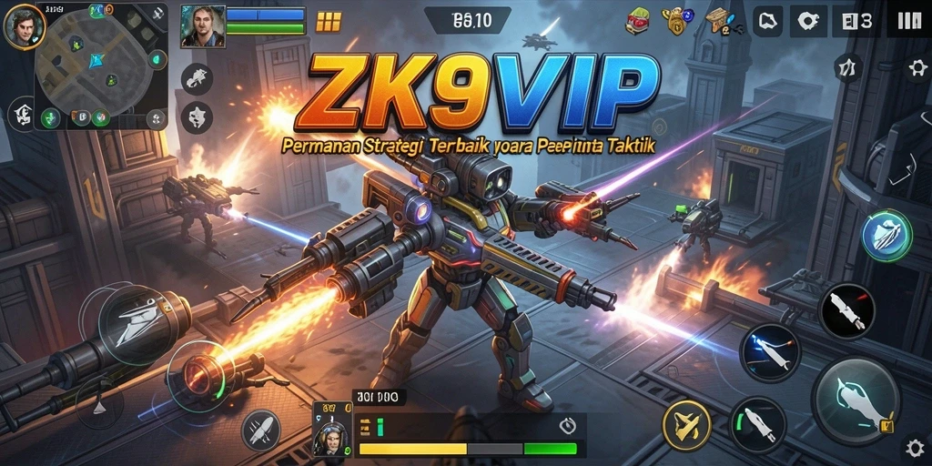 Tampilan utama ZK9VIP menampilkan aksi strategi yang mendebarkan.